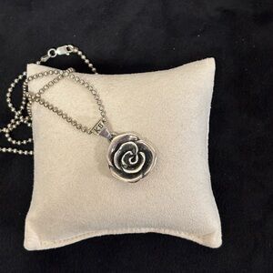 King Baby Studio Silver Rose pendant & chain